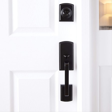 Delaney Hardware Visconti Single Cylinder Black Door Handleset with Canova Interior 374004CN